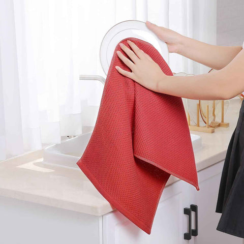Homaxy 100% Cotton Waffle Weave Kitchen Dish Towels 6-Pack, Brick Red