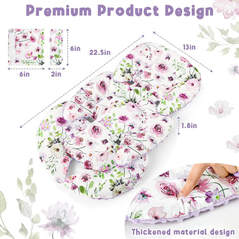 GFU Infant Car Seat Insert Head and Body Support with 2 Strap Pads Purple