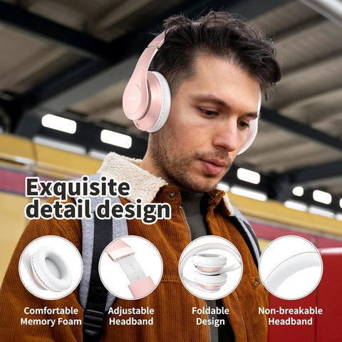 Uliptz Bluetooth Headphones Over Ear, Wireless HiFi Stereo Foldable Headset