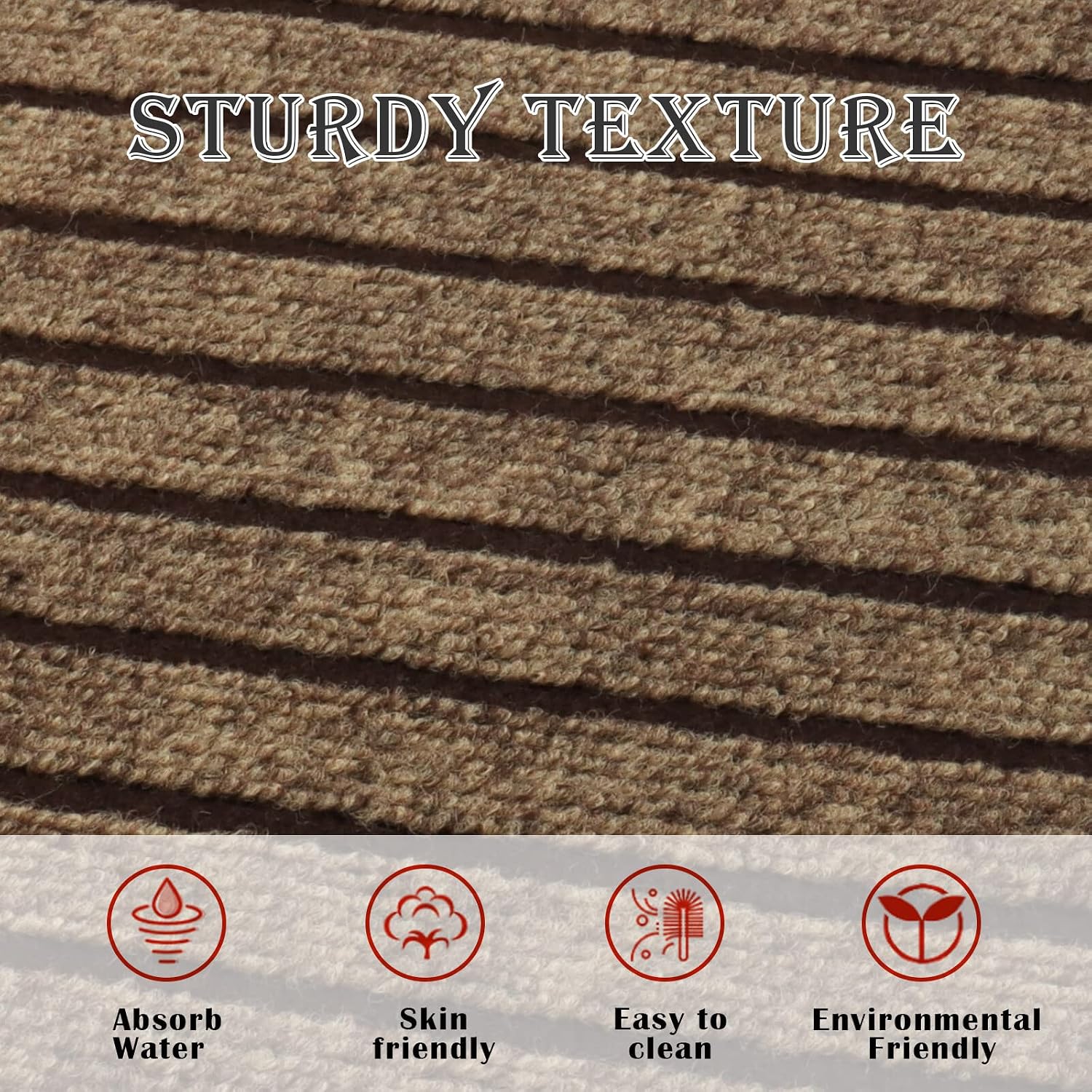 AYOHA Runner Rug 2' x 8' Indoor/Outdoor Carpet Runners, Hallway Kitchen Entryway Bedroom Area Rugs with Natural Non-Slip Rubber Backing, Garage mat, Brown/Brown Strip (Available for Custom Sizes)