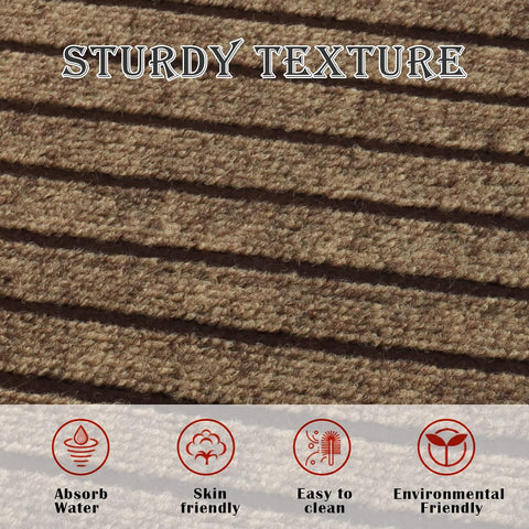AYOHA Runner Rug 2' x 8' Indoor/Outdoor Carpet Runners, Hallway Kitchen Entryway Bedroom Area Rugs with Natural Non-Slip Rubber Backing, Garage mat, Brown/Brown Strip (Available for Custom Sizes)
