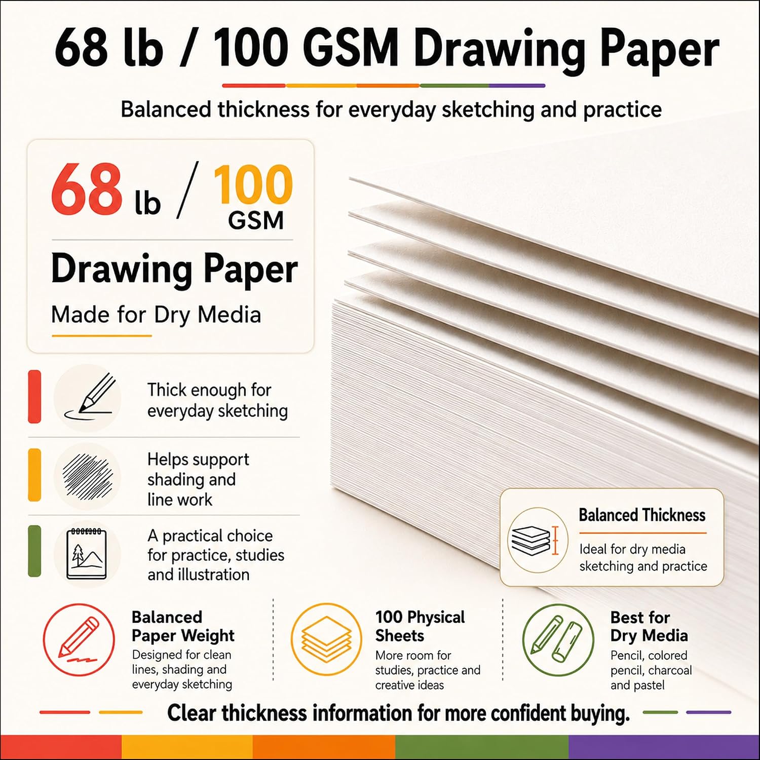 Cewei 9" x 12" Sketch Book, Spiral Bound Sketchbook, 100 Sheets_68lb/100gsm