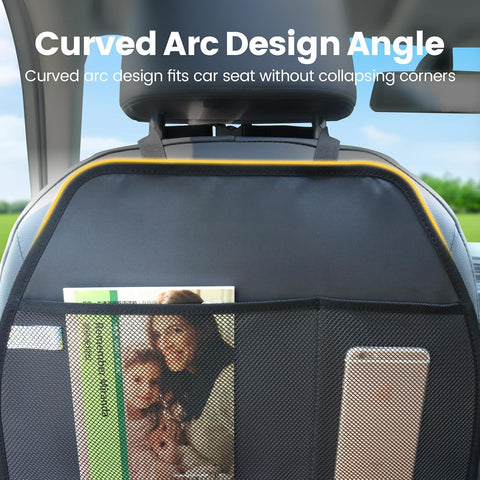 Viaviat Car Seat Protector Large Kick Mat 2 Pack Durable Water Resistant Auto Seat Back Covers with 2 Mesh Pockets Protection Against Dust Mud Scratches (Black, 2-Pack)