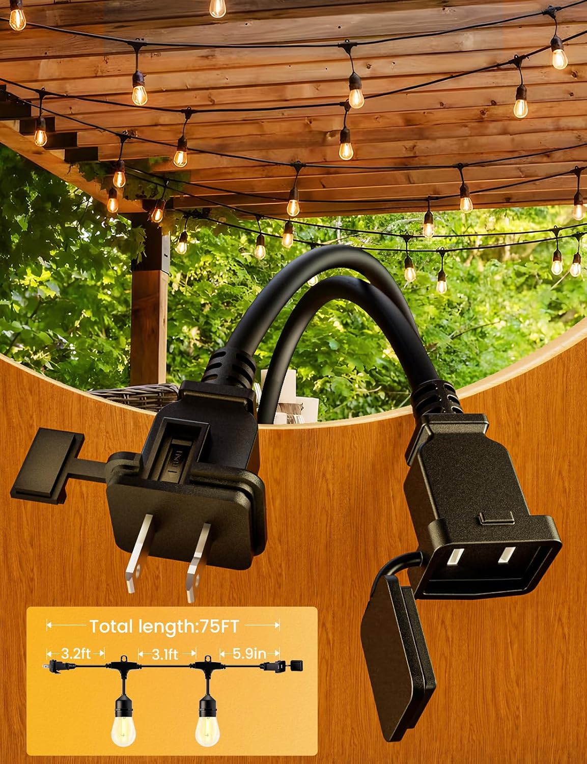Svater Outdoor String Lights 75 FT LED Outside Patio E26 Edison Waterproof