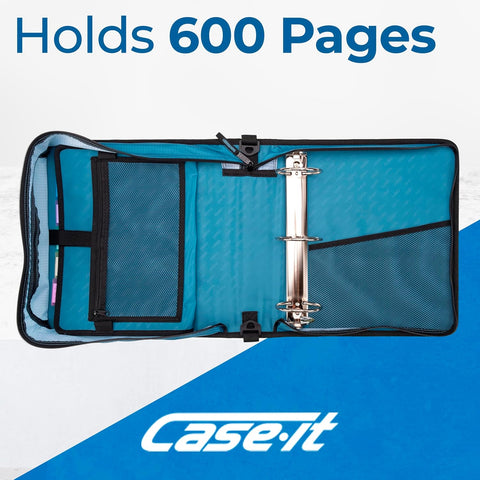 Case-it School Zipper Binder | 3-Inch O-Rings | 600-Sheet | D-146 Wave