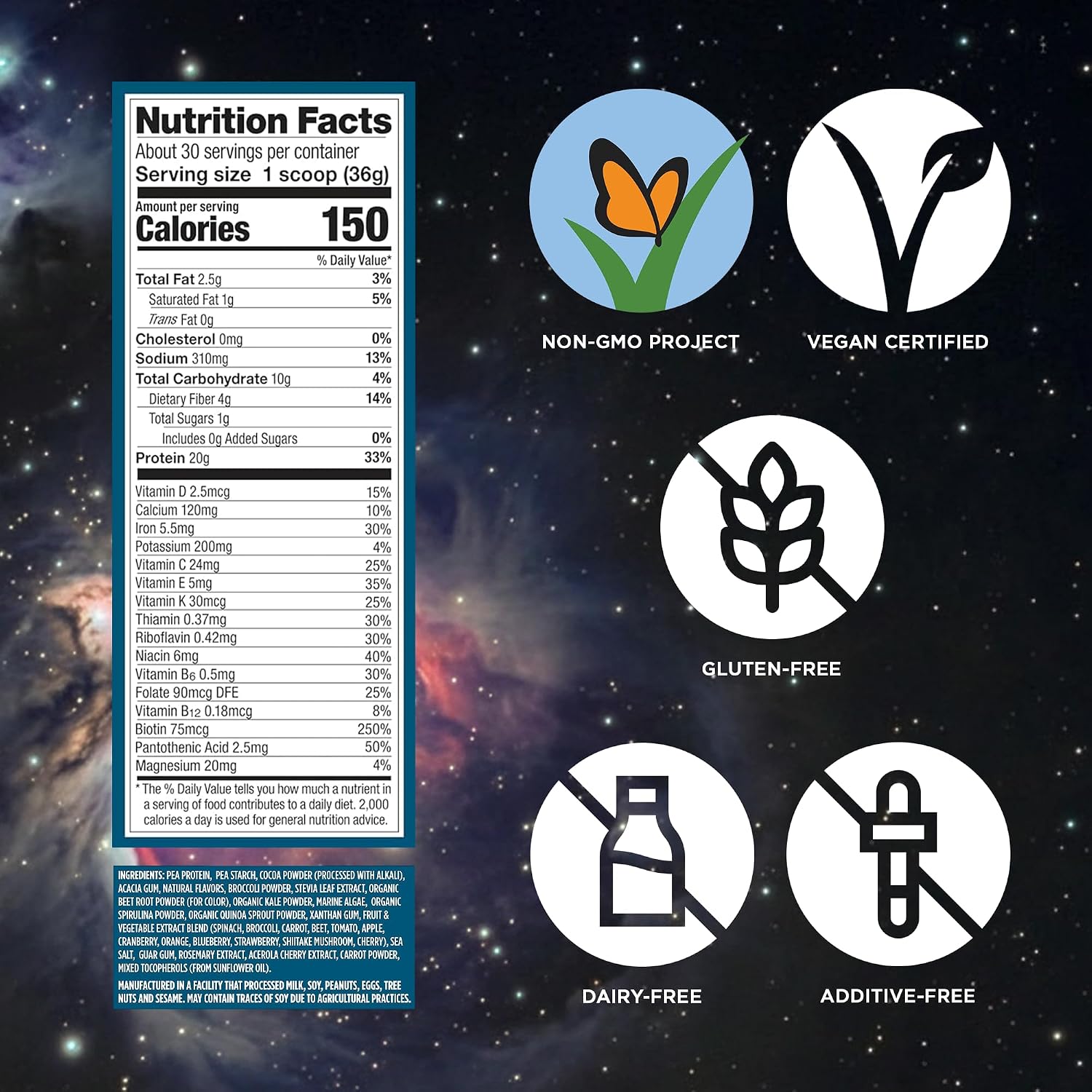 Vega Protein + Nutrition – 20g Plant Based Vegan Protein Powder, Chocolate for a Dairy-Free Protein Shake – XL Tub, 2.4lbs (30 Servings)