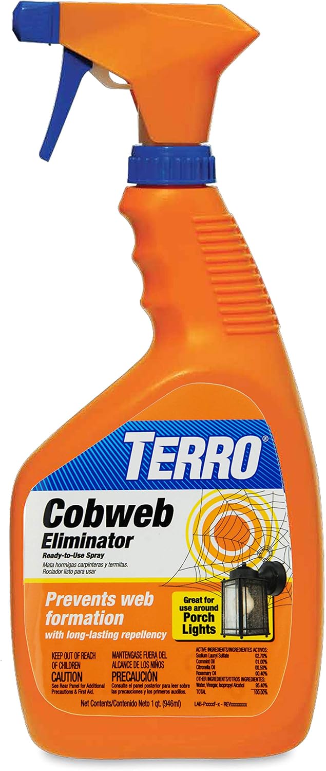 TERRO Cobweb Eliminator, Spiderweb Repellent Spray for Indoor & Outdoor Use