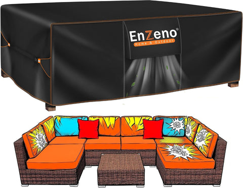 Enzeno Patio Furniture Cover Outdoor Waterproof 110" L x 75" W x 29" H