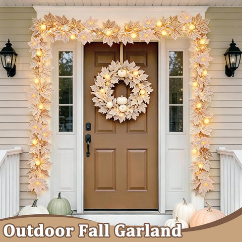 3 Pack Fall Garland with Pumpkin Lights Total 19.5Ft 60LED String Lights