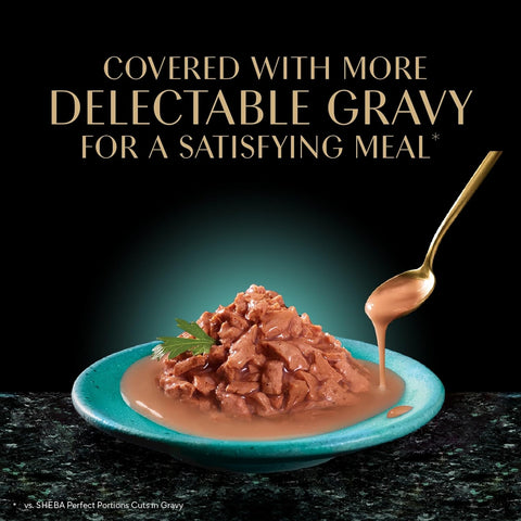 Sheba Gravy Indulgence Adult Wet Cat Food Salmon Entree in Extra Gravy and White Fish Entree Variety Pack,2.6 oz. -Pack Trays,(,24 Servings),12 Count (Pack of 4)