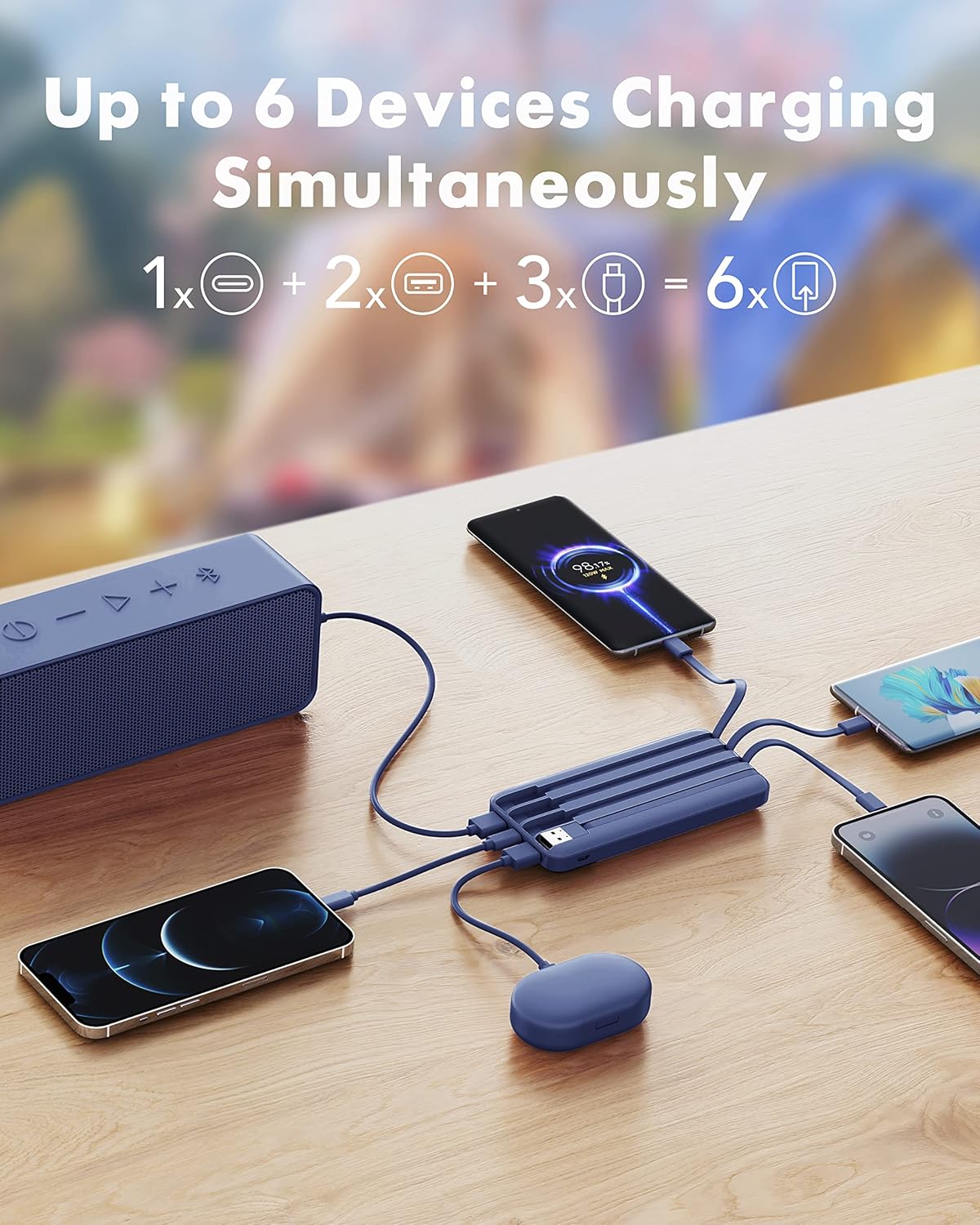 charmast Portable Charger Power Bank with Reinforced Built-in 4 Cables