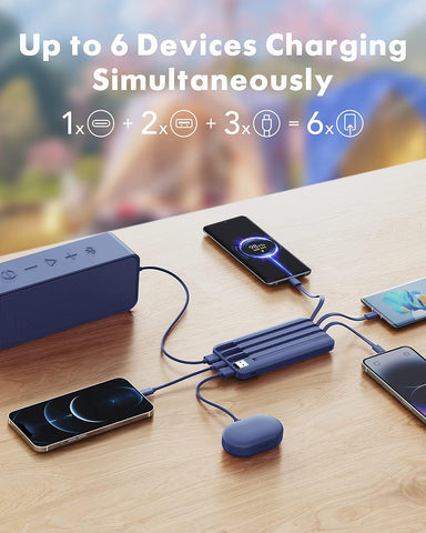 charmast Portable Charger Power Bank with Reinforced Built-in 4 Cables