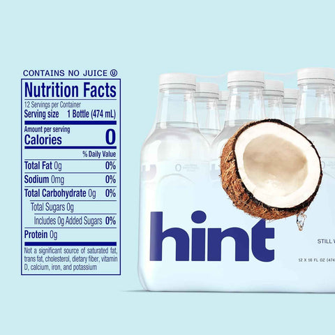 Hint Flavored Water Zero Sugar 0 Calories - Coconut (12 pack)