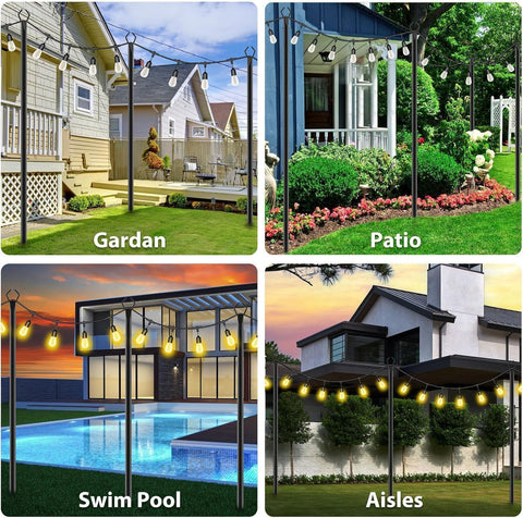 AILBTON 10Ft Exterior Light Poles 8 Pack, Durable Metal Light Posts for Outdoor Use, Equipped with Fixed Brackets for Yard, Terrace, Backyard and Garden Decor