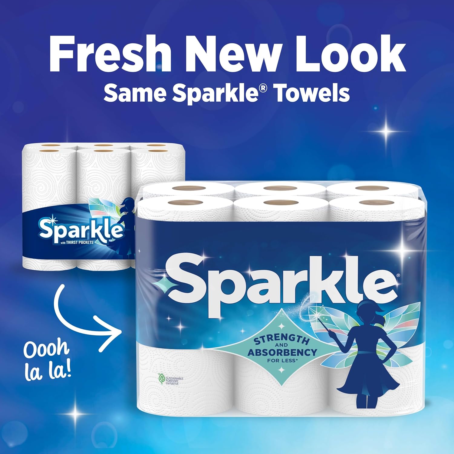 Sparkle Tear-A-Square Paper Towels, 12 Double Rolls - Strong 2-Ply Towels for Kitchen Cleanup and Everyday Messes