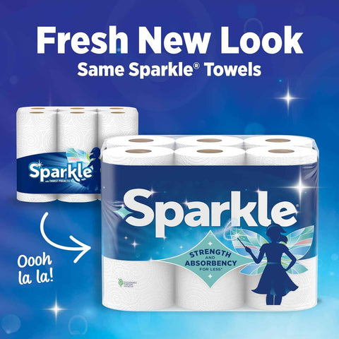 Sparkle Pick-A-Size Paper Towels, 24 Double Rolls (2,640 Sheets Total) - Strong 2-Ply Towels for Kitchen Cleanup and Everyday Messes