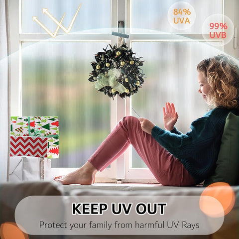 VELIMAX Reeded Glass Window Film, Window Privacy Film, Frosted Window Vinyl, 3D Decorative Decals Non Adhesive for Bathroom Living Room 17.7x78.7 inches