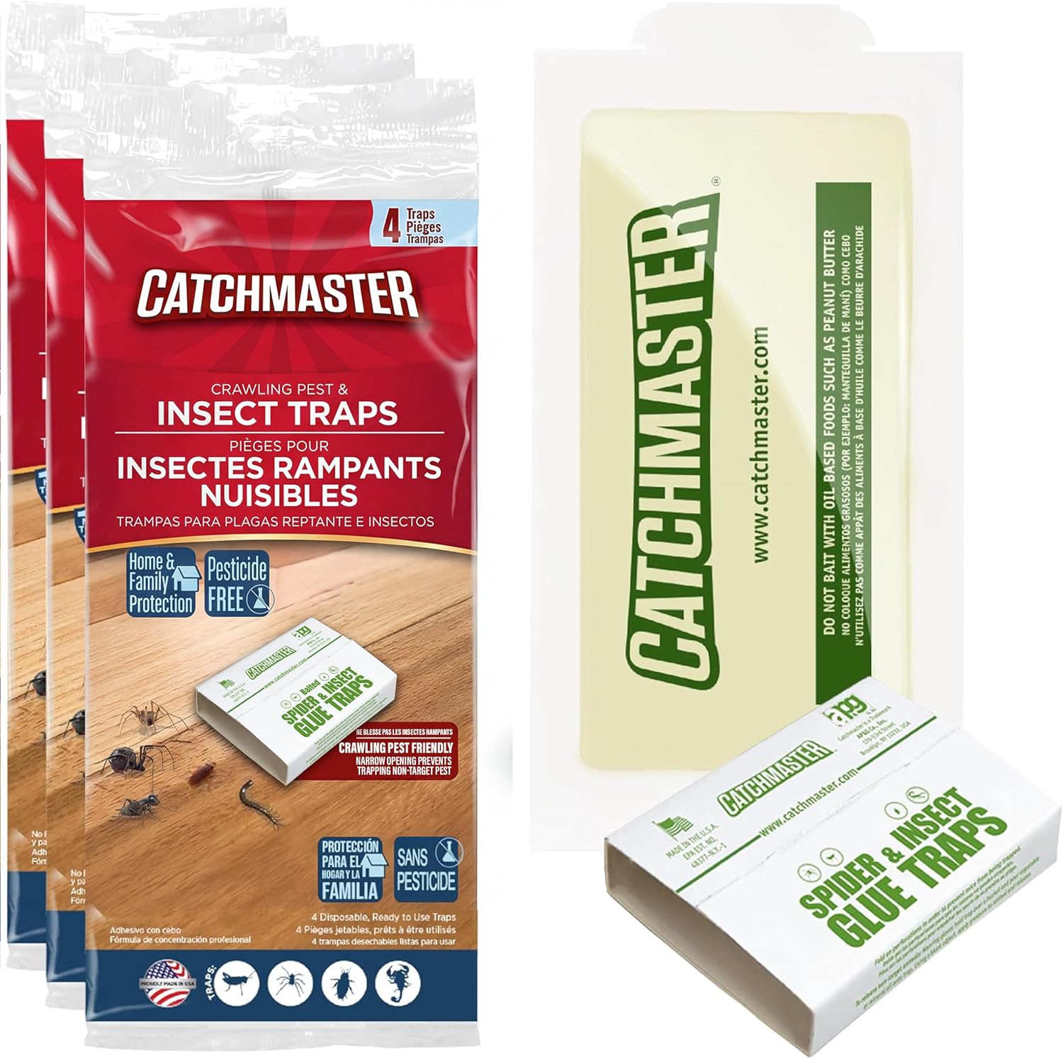 Catchmaster Spider & Insect Traps Indoor, Sticky Glue Boards 12 Pack