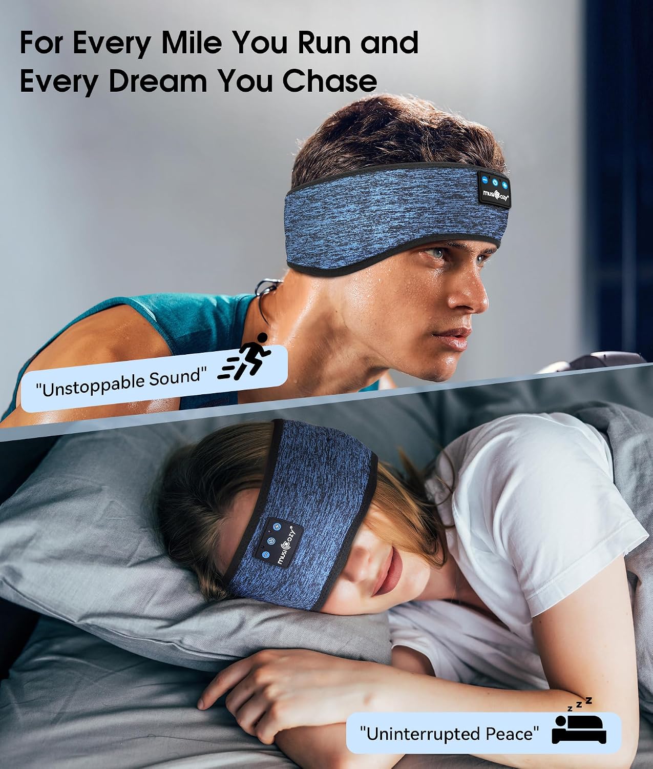 MUSICOZY Bluetooth 5.4 Sleep Headphones Headband Sports Wireless Audio