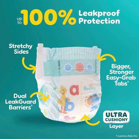 Pampers Baby Dry Ultra Cushiony Diapers, Size 6 (23-44 lbs), 21 Count, Up to 100% Leakproof