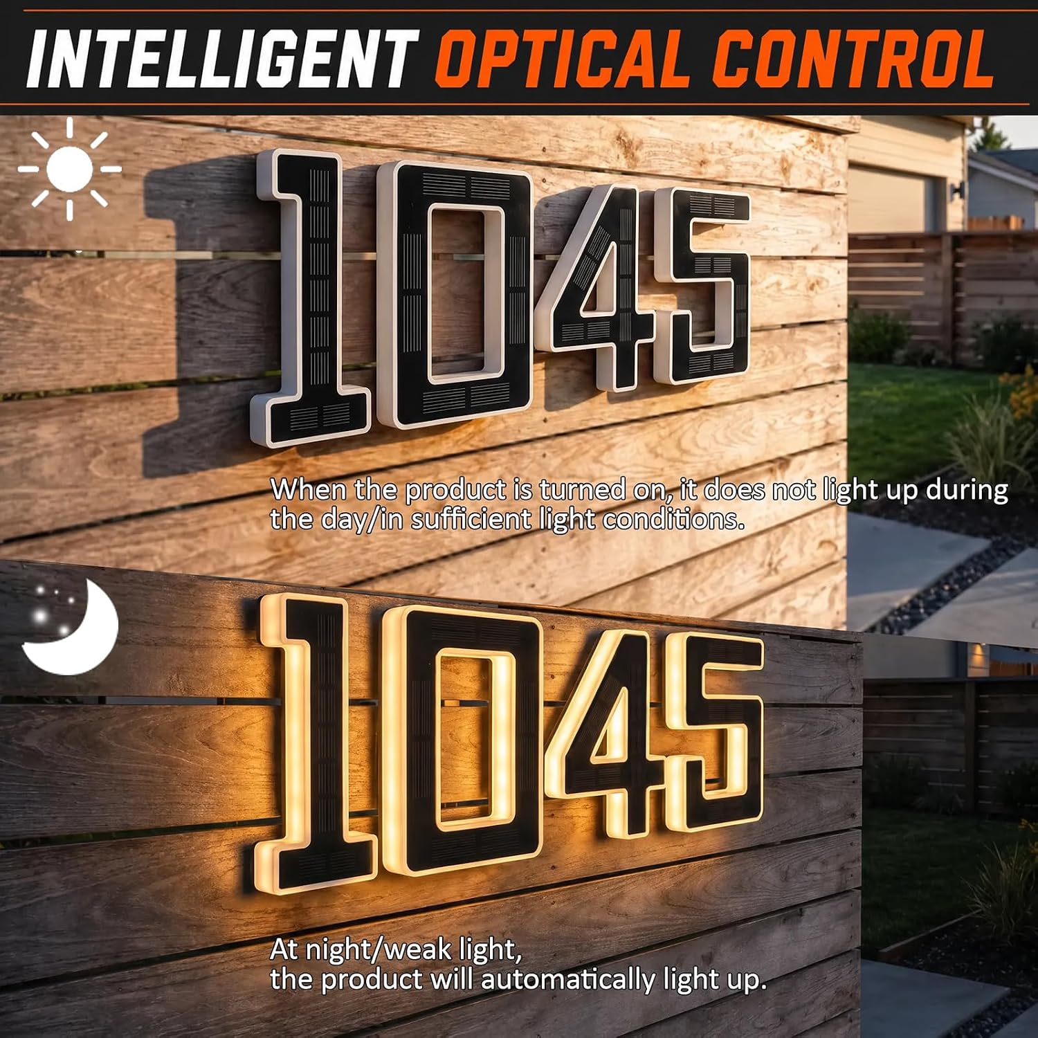 DIBMS 6.7" Solar Lighted House Numbers for Outside LED Backlit Address Sign