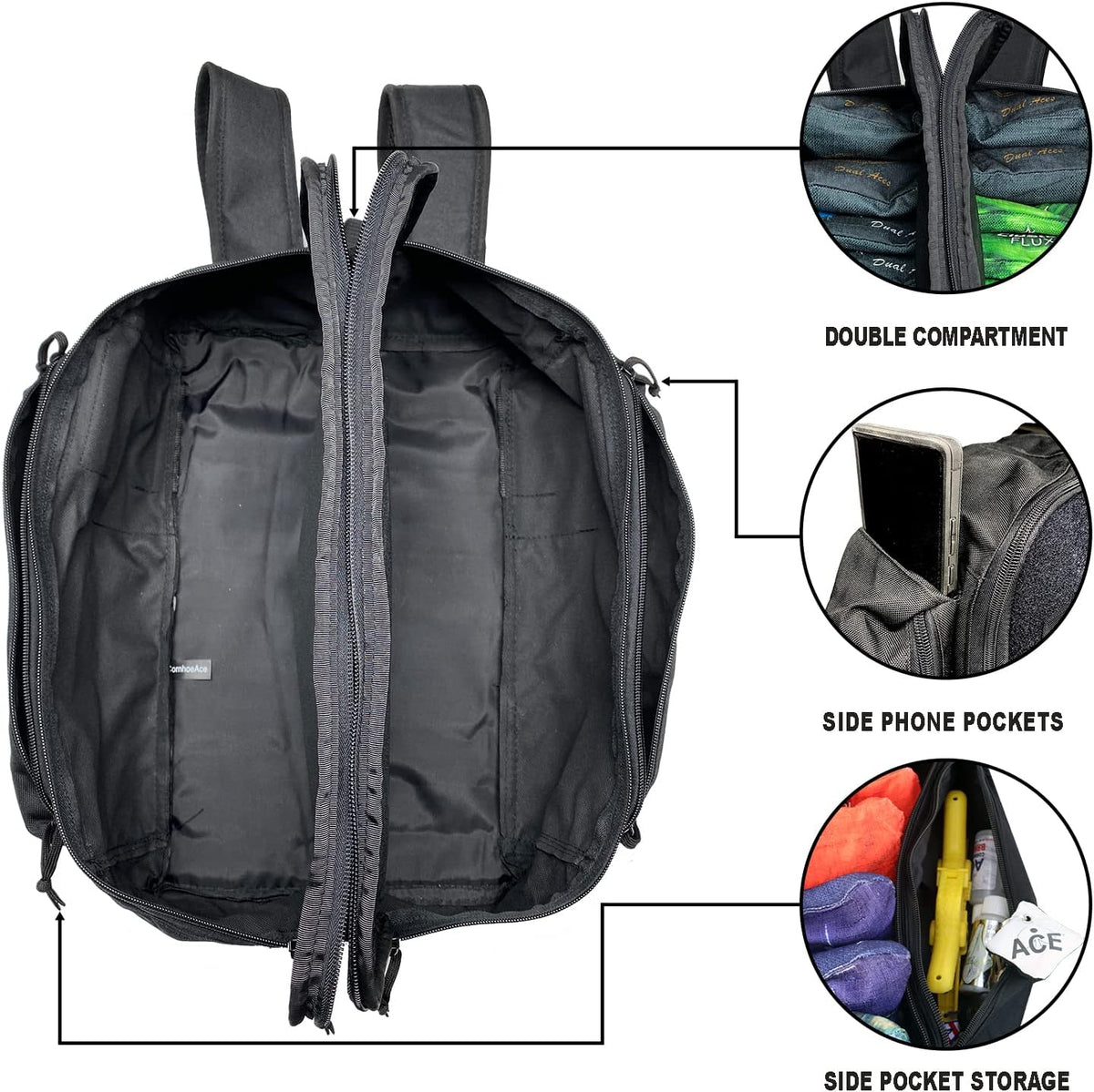 ACE PRO Cornhole Backpack with ACE Patch - Holds Up to Six Cornhole Bag Sets (Up to 24 Bags)
