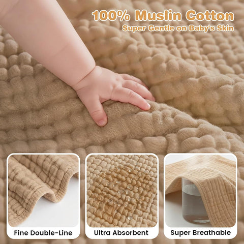 Muslin Hooded Baby Towels 2 Pack, 100% Cotton Baby Bath Towels for Newborn