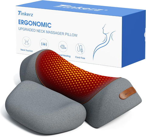 3 in-1 Cordless Neck Massager Pillow with Heat, Vibration & Traction