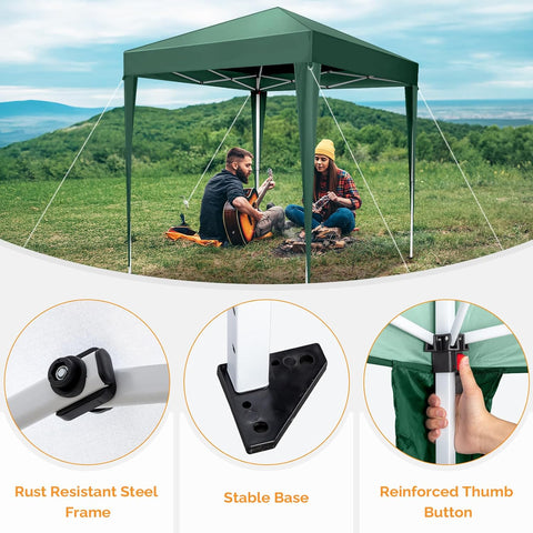 VINGLI 6.5x6.5 Pop Up Canopy Tent with Sidewalls, Outdoor Gazebo Canopy Tent, Patio Event Tents Outdoor Event Shelter for Parties (Green)