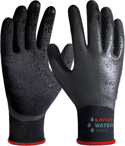 KAYGO Waterproof Work Gloves, Non-Slip Double Latex Coated, KG150