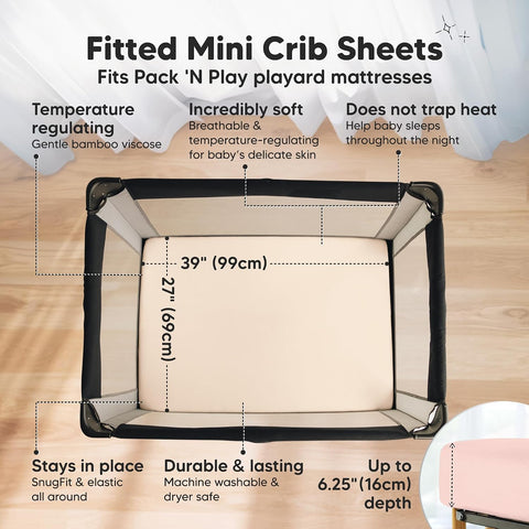 Pack and Play Sheets Fitted 2pk Mini Crib Sheet Pack N Play, Cameo