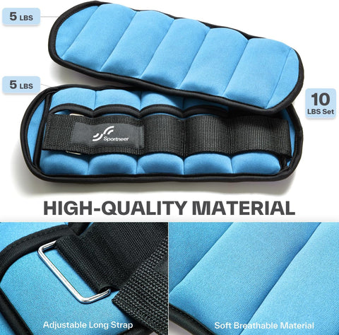 Sportneer Adjustable Ankle Weights, 2-10 lb per Pair, Removable Weights