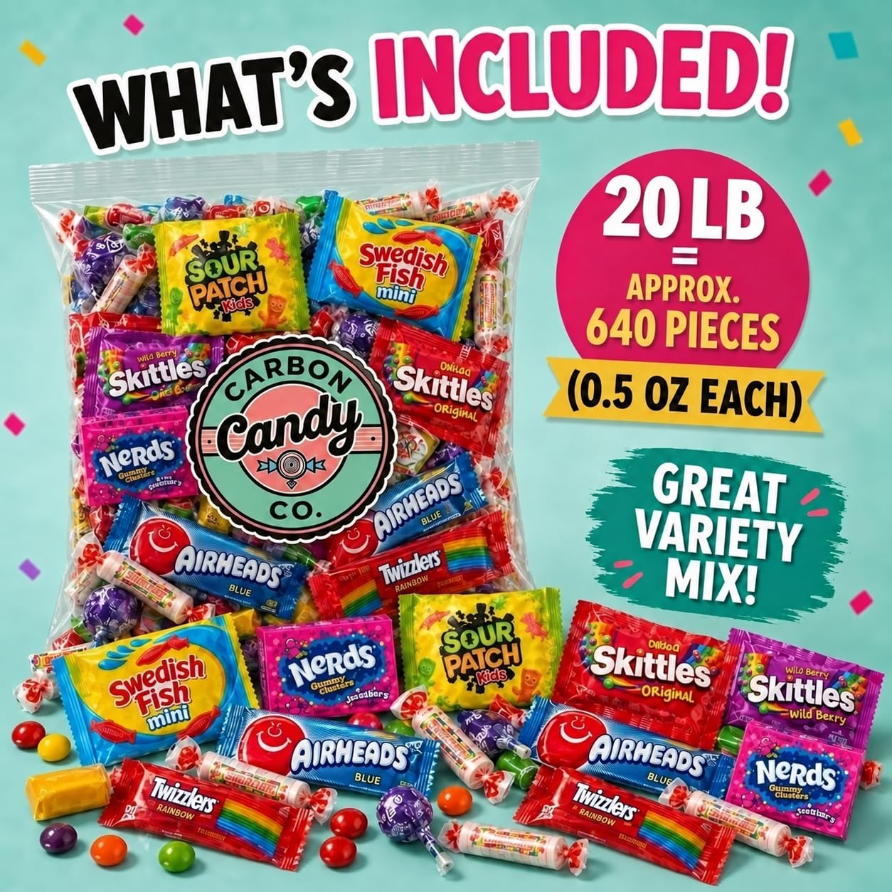 Pinata Candy Variety Pack - 20 Lb Assorted Mix, Halloween Candies for Kids