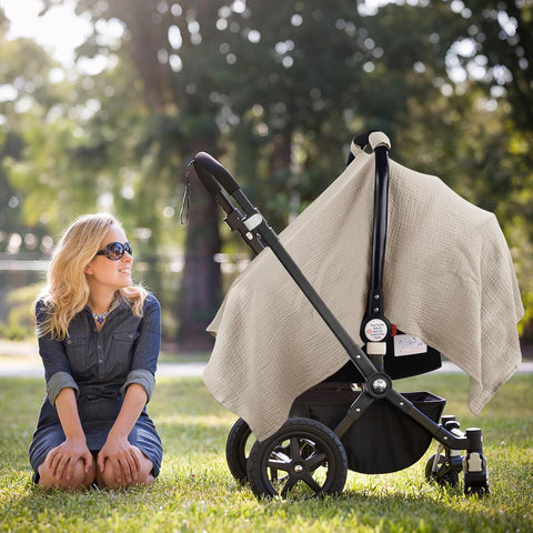 Metplus Muslin Car Seat Cover for Babies, 100% Cotton Infant Carseat Canopy