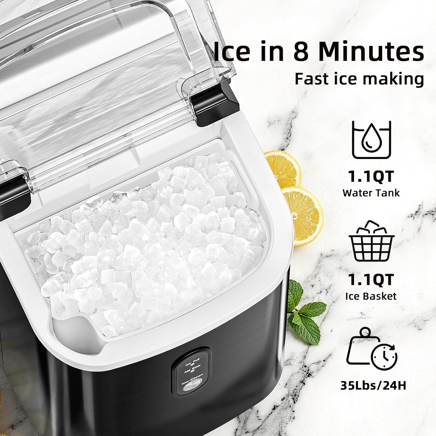 Antarctic Star Nugget Ice Maker Countertop, Soft Chewable Sonic Ice