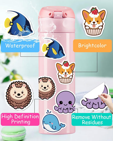 200 Pcs Animal Stickers for Kids, Cute Water Bottle Stickers, Party Favors