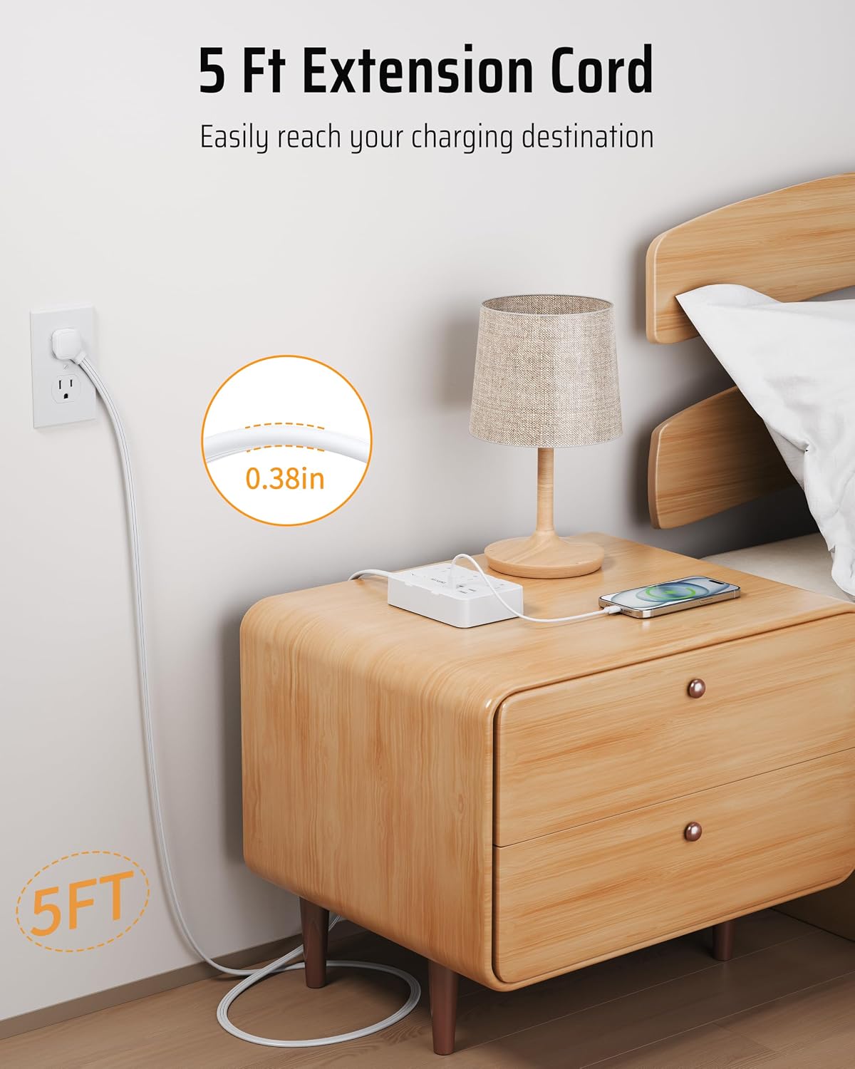 DEPOW 3 FT Power Strip Surge Protector with 6 Outlets 4 USB Ports (2 USB C)