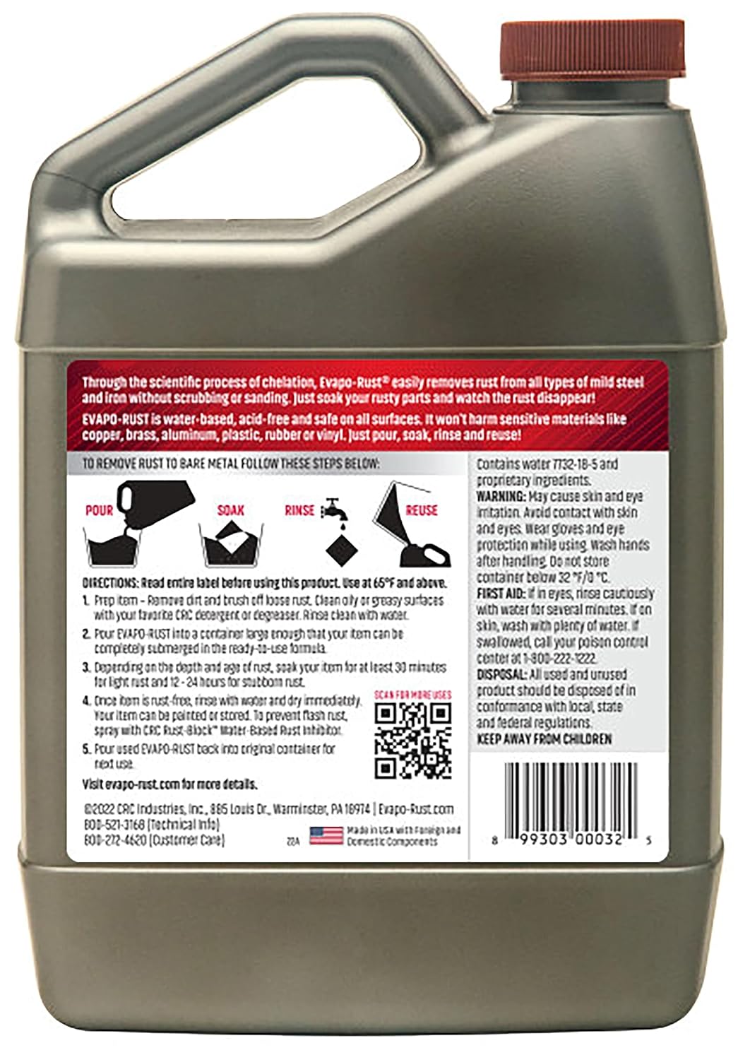 Evapo-Rust CRC Heavy Duty Rust Remover for Metal and Tools - 32 oz