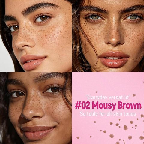 HOSAILY 2 in 1 Freckle Stamp Pen Waterproof for Natural Lifelike Faux Freckle Stamp Long Lasting Quick Dry Magic Fake Freckles Stain Marker Pen for Sunkissed Makeup 02 Mousy Brown