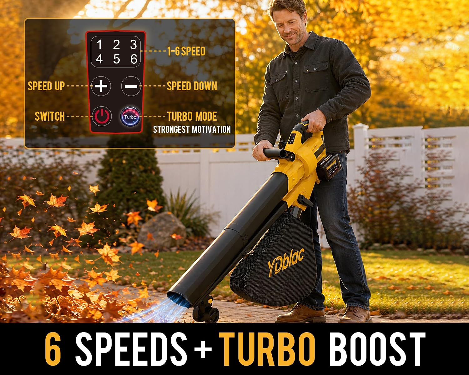 40V Cordless 3-in-1 Leaf Blower Vacuum Mulcher
