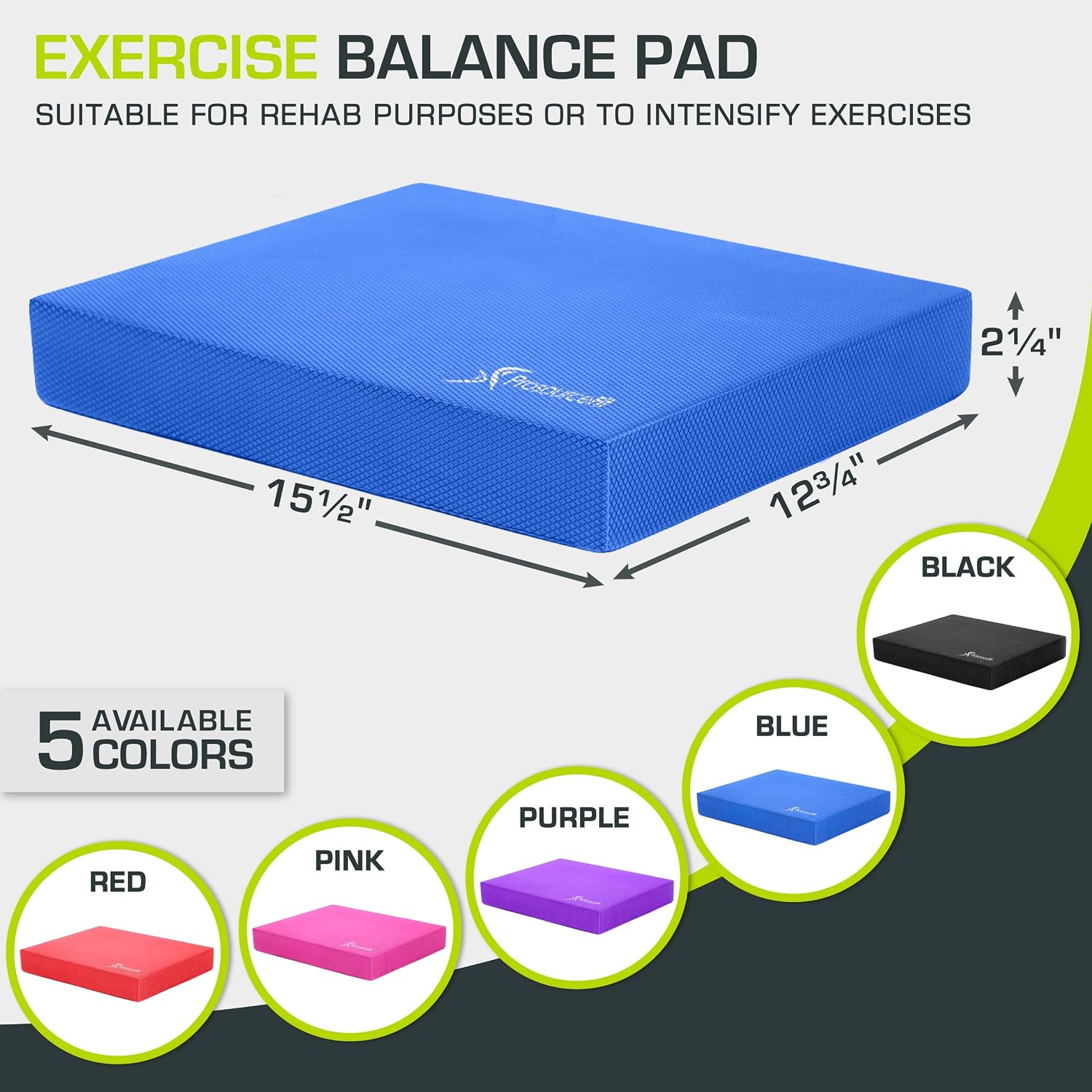 ProsourceFit Exercise Balance Pad, Non-Slip Cushioned Foam Mat & Knee Pad for Fitness and Stability Training, Yoga, Physical Therapy