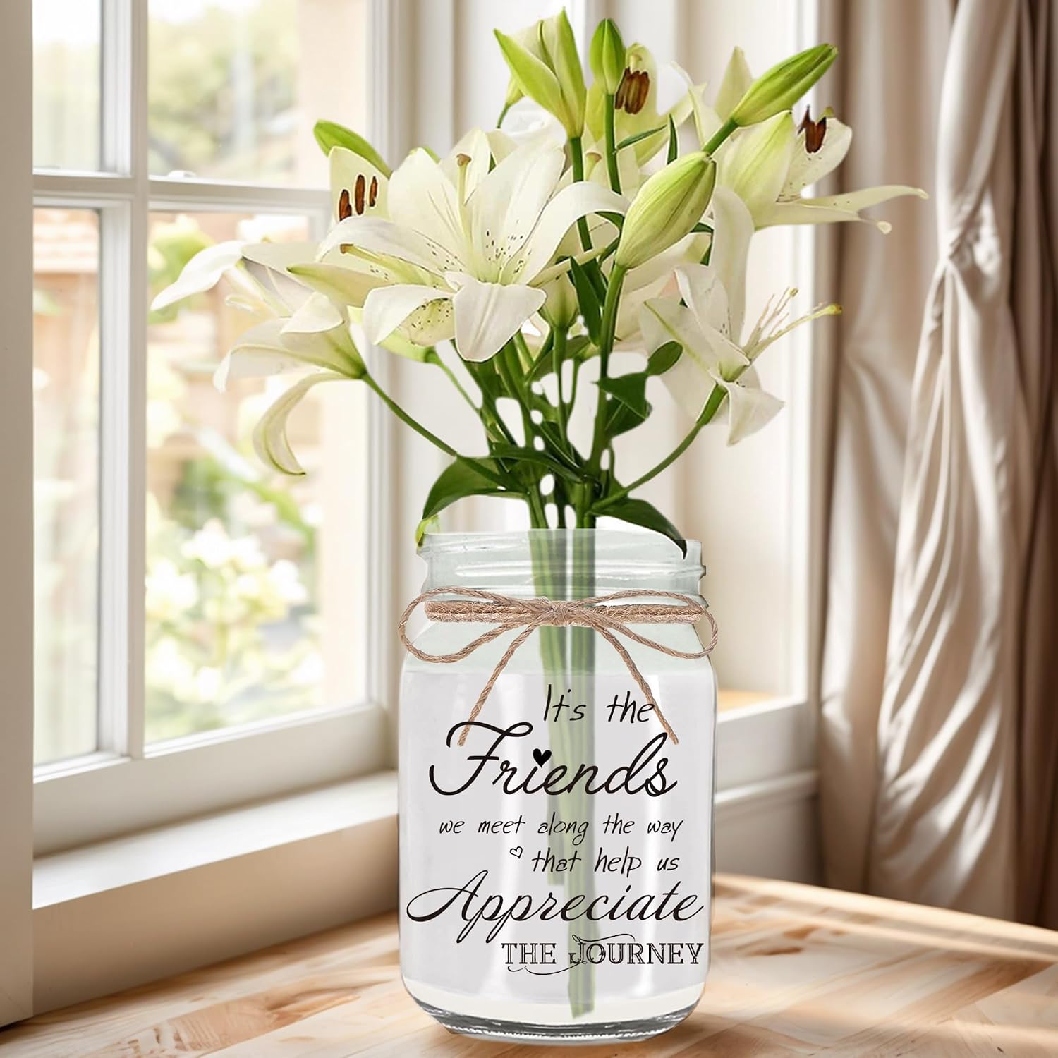 Birthday Gifts for Women Friendship, Mason Jar Night Lights for Friend, Thankgiving Gifts for Women, Suitable for Home Office Table Stands