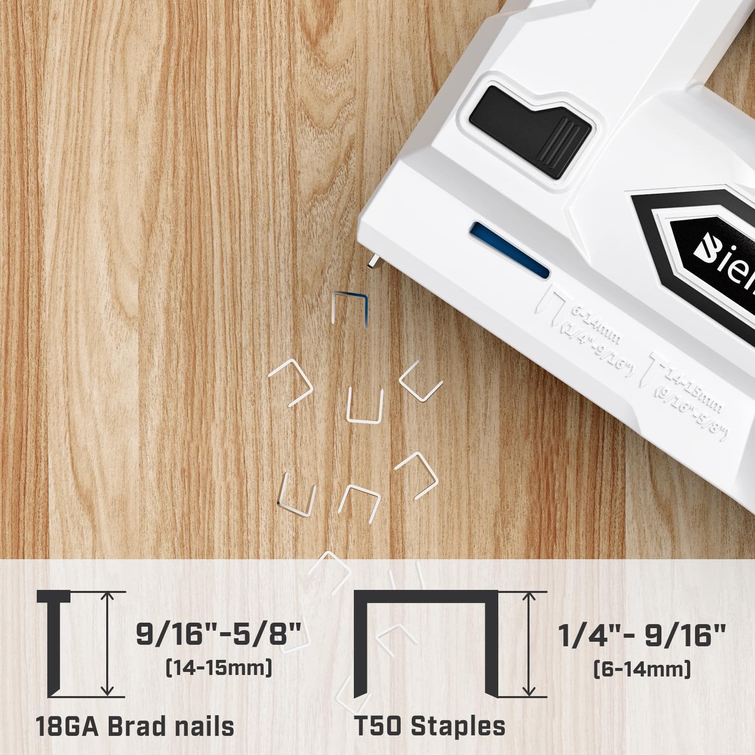 Bielmeier 2-in-1 Cordless T50 Staple Gun & Brad Nailer, 4V Battery Powered