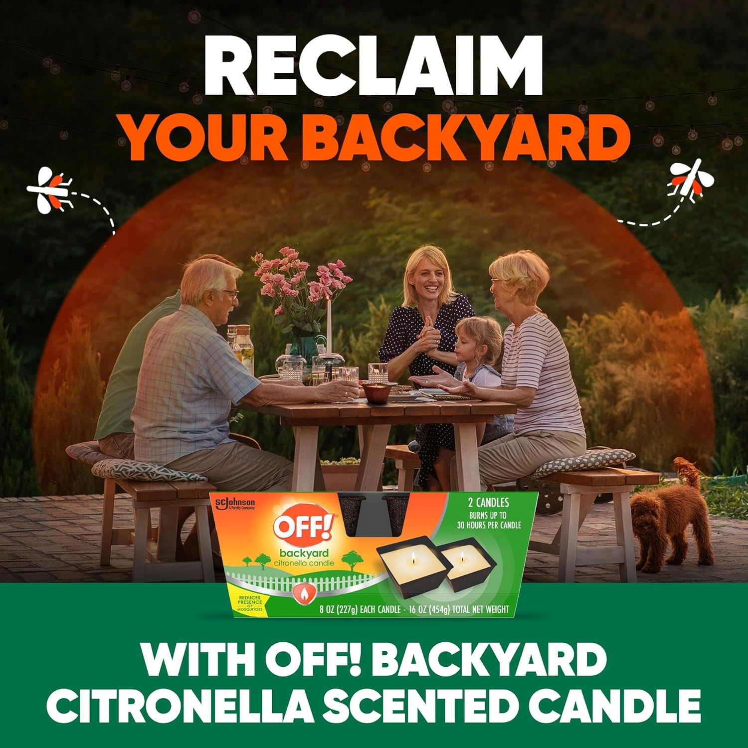 OFF! Backyard Citronella Outdoor Candle, 8 oz (2-Pack)