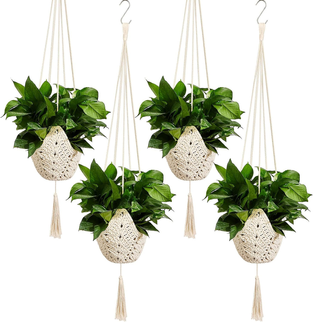 Shappy 4 Pack Boho Macrame Plant Hanger for Indoor