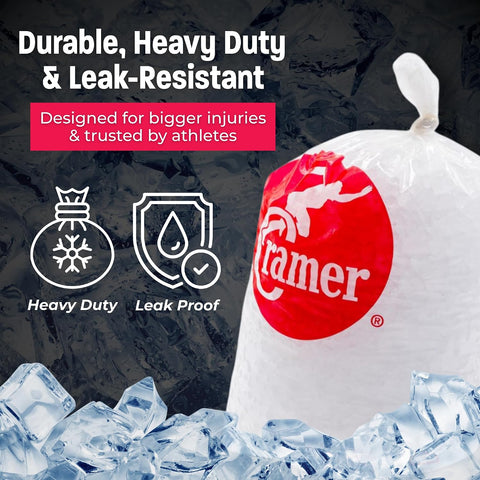 Cramer Large Ice Bags for Injuries, 9.5" x 18", Clear Disposable Ice Bag Roll for Athletic Trainers, Tear-Resistant, Bulk 1500 Pack, Ideal for Ice Wraps in Training Rooms