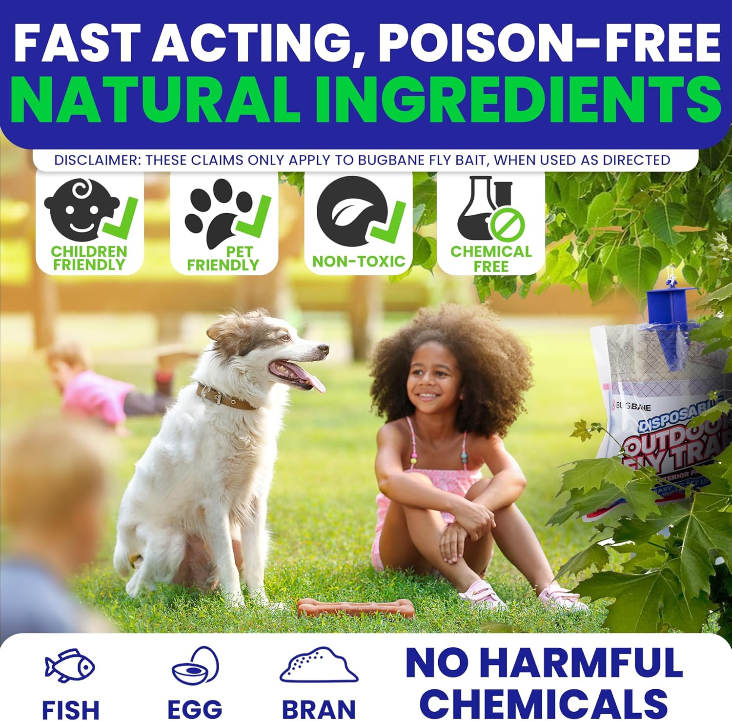 Fly Traps Outdoor Fly Trap for Patio. 4 Non-Toxic Pre-Baited Flies Bags Outdoor Disposable. Hanging Bug Catchers for All Filth Flies Killer for Outside Bug Control in Yard Horse Ranch Trash Can.