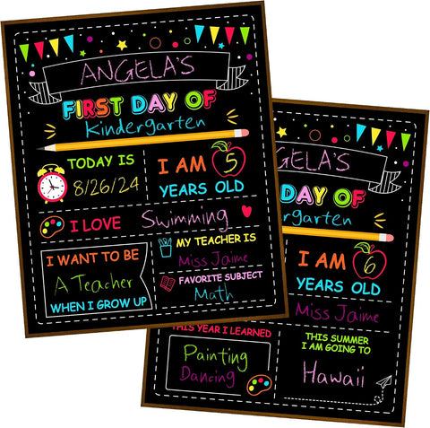 Double-Sided First Day of School Board, 12 × 10 Inches Back to School Sign