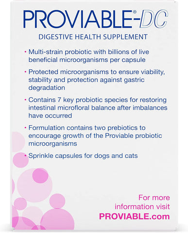 Nutramax Proviable Probiotics for Dogs & Cats, Sprinkle Capsules, 30ct