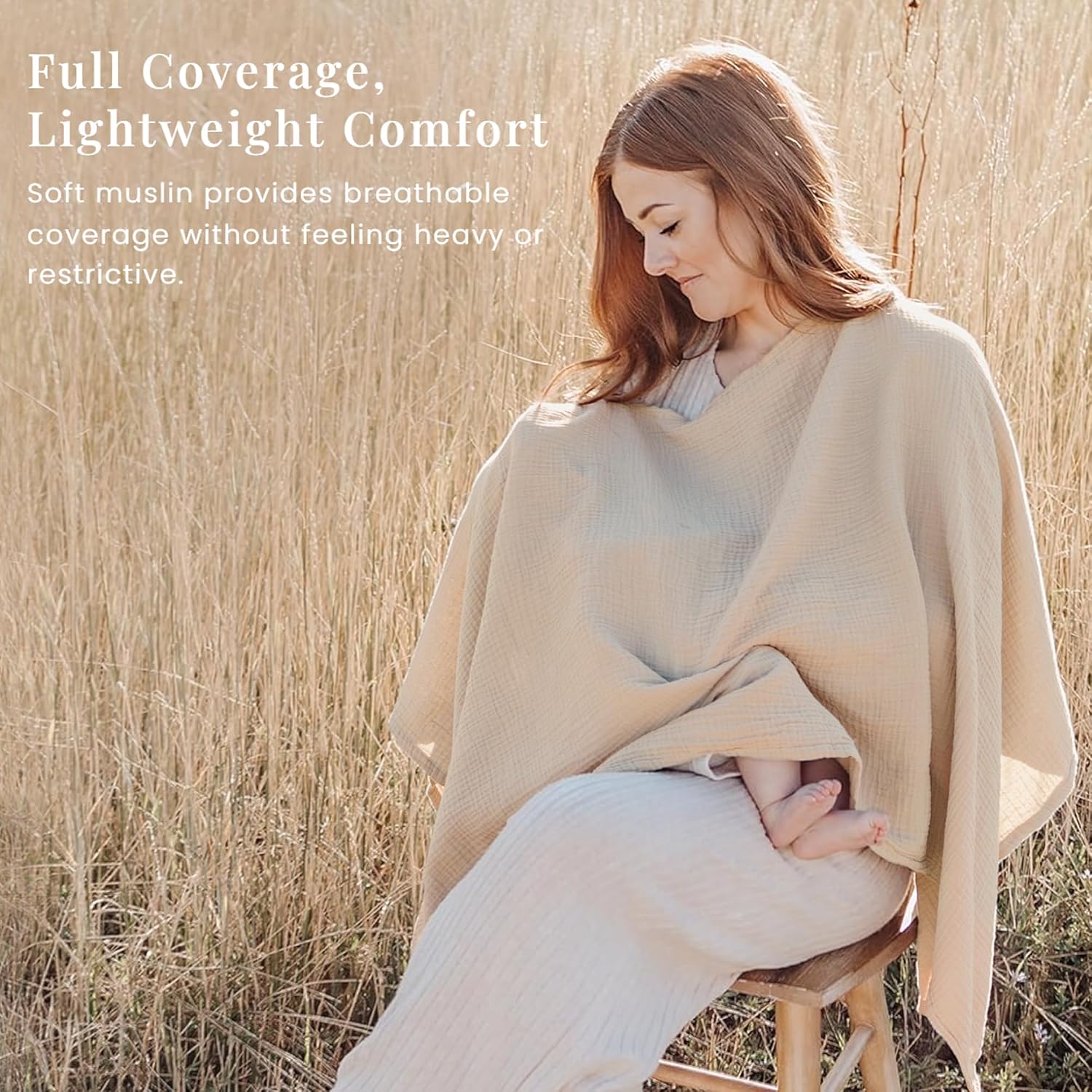 Konssy Muslin Nursing Cover for Women, 360° Full Privacy Poncho